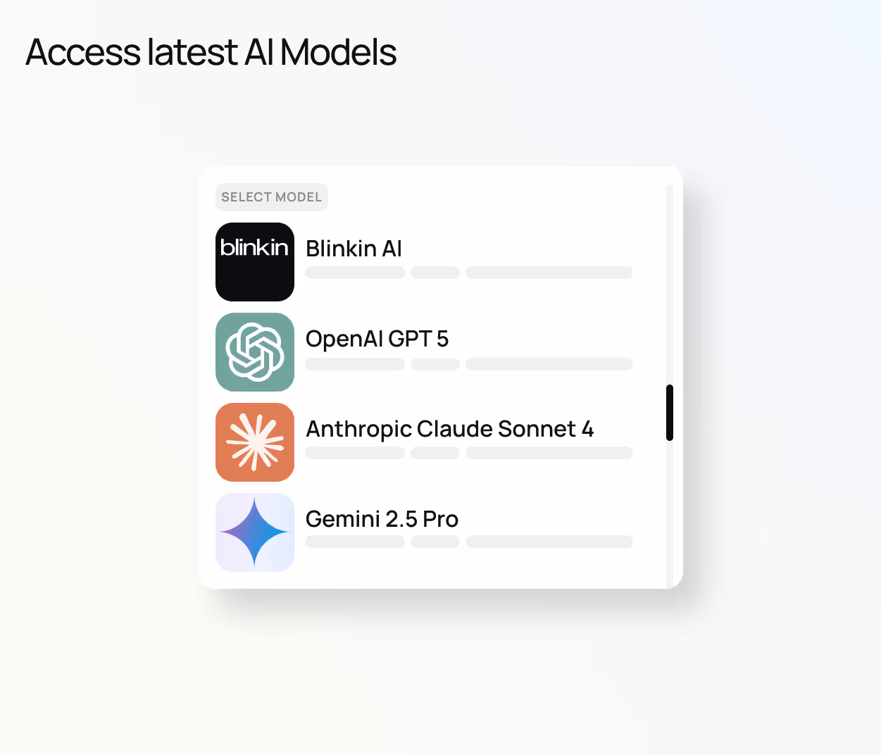 Access latest AI models